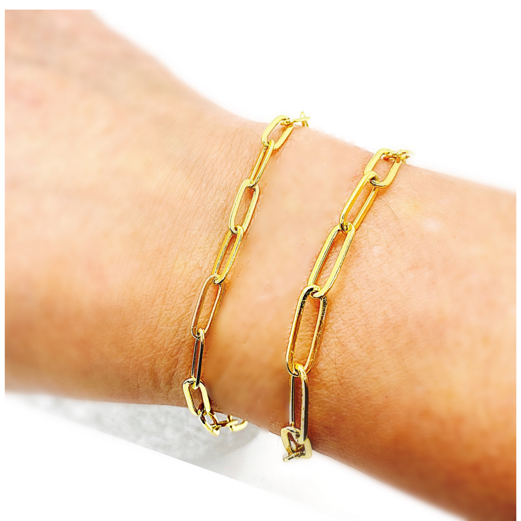 18K Solid Gold Horseshoe Link Chain Bracelet U-Shape Charm Hot Jewelry 6.5